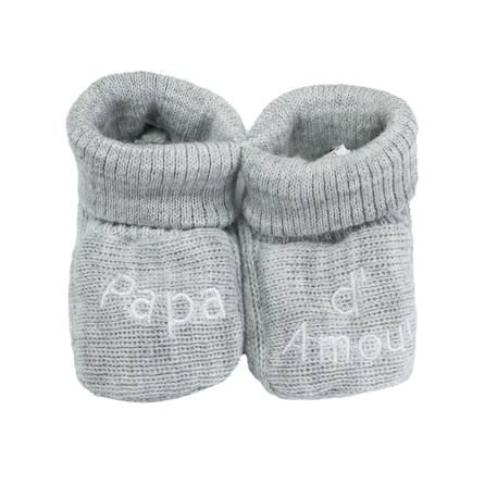 Chaussons naissance - message papa d'amour Blanco+Gris+Mostaza+Verde 4 - vertbaudet enfant 