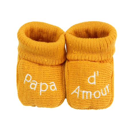 Chaussons naissance - message papa d'amour Blanco+Gris+Mostaza+Verde 6 - vertbaudet enfant 