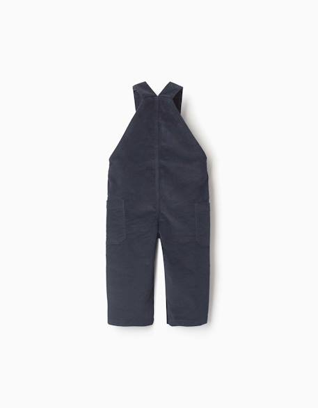 Salopette en velours côtelé avec poches cargo Beige+Bleu foncé 6 - vertbaudet enfant 