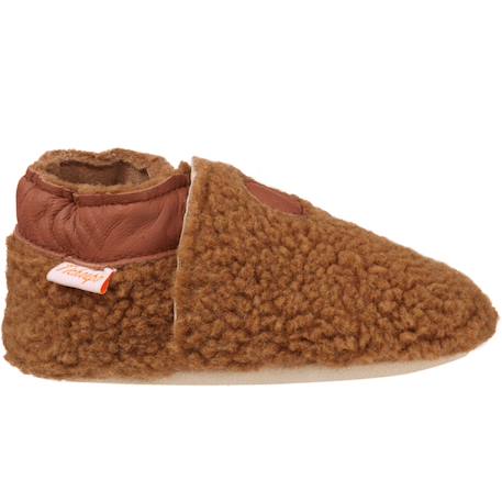 Chaussons enfant cuir souple bouclettes Marron 1 - vertbaudet enfant 