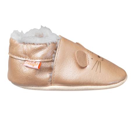 Chaussons cuir souple rosie la souris Beige 1 - vertbaudet enfant 