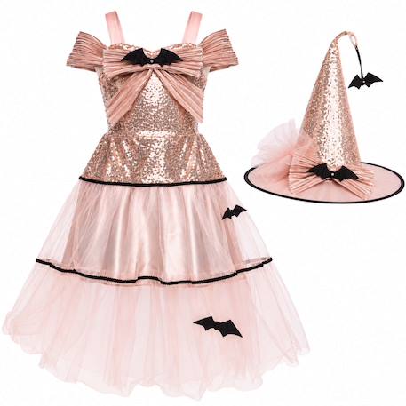 Déguisement enfant robe de sorcière glamour avec chapeau Rose 2 - vertbaudet enfant 