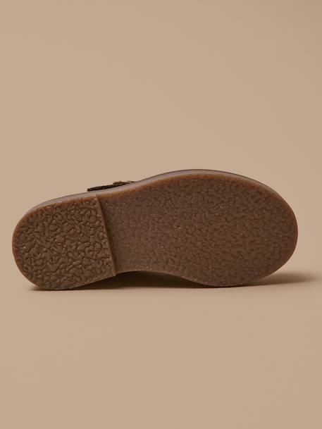 Salomés en cuir fille Bordeaux chocolat+Marine 4 - vertbaudet enfant 