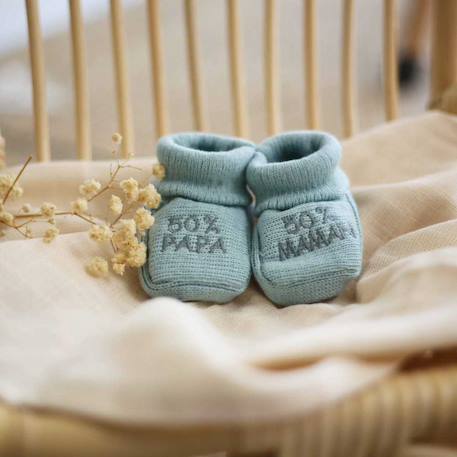Chaussons naissance - message :  50% maman 50% papa Blanco+Gris+Mostaza+Verde 8 - vertbaudet enfant 