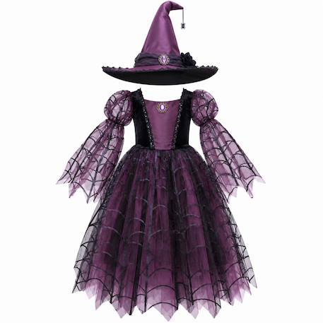 Déguisement enfant robe de sorcière araignée améthyste avec chapeau Violet 2 - vertbaudet enfant 