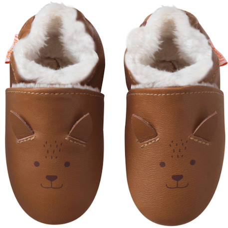 Chaussons bébé cuir souple lazard le renard Marron 2 - vertbaudet enfant 