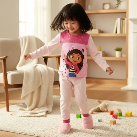 Pyjama fille imprimé manches longues pantalon gabby Rosatre+Rose 2 - vertbaudet enfant 