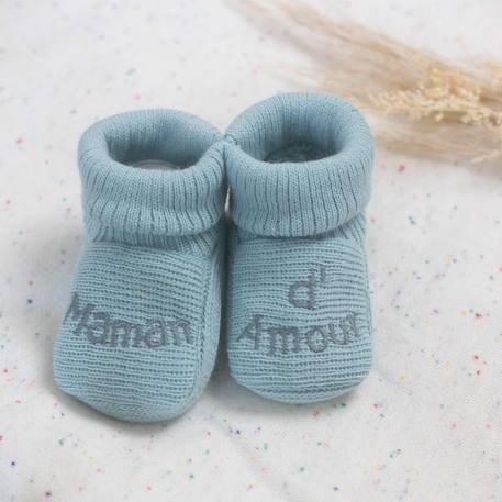Chaussons naissance - message maman d'amour Blanco+Gris+Mostaza+Verde 13 - vertbaudet enfant 