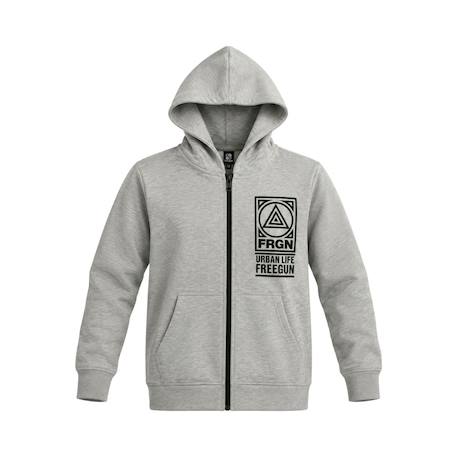 Sweat zippé à capuche enfant liam Gris/noir 1 - vertbaudet enfant 