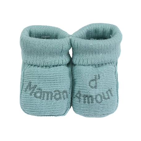 Chaussons naissance - message maman d'amour Blanco+Gris+Mostaza+Verde 11 - vertbaudet enfant 