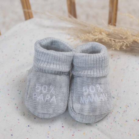 Chaussons naissance - message :  50% maman 50% papa Blanco+Gris+Mostaza+Verde 4 - vertbaudet enfant 