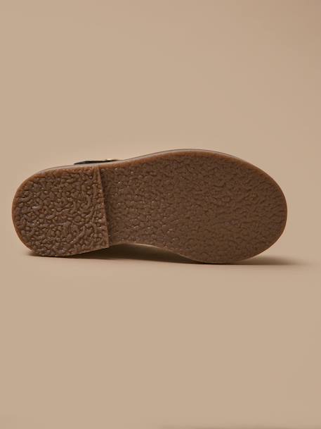 Salomés en cuir fille Bordeaux chocolat+Marine 10 - vertbaudet enfant 