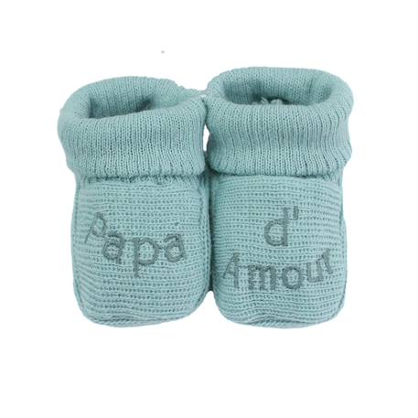 Chaussons naissance - message papa d'amour Blanco+Gris+Mostaza+Verde 8 - vertbaudet enfant 