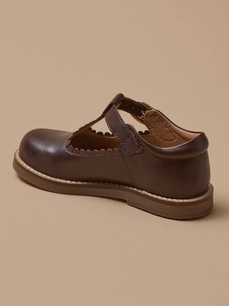 Salomés en cuir fille Bordeaux chocolat+Marine 2 - vertbaudet enfant 