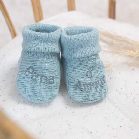 Chaussons naissance - message papa d'amour Blanco+Gris+Mostaza+Verde 9 - vertbaudet enfant 