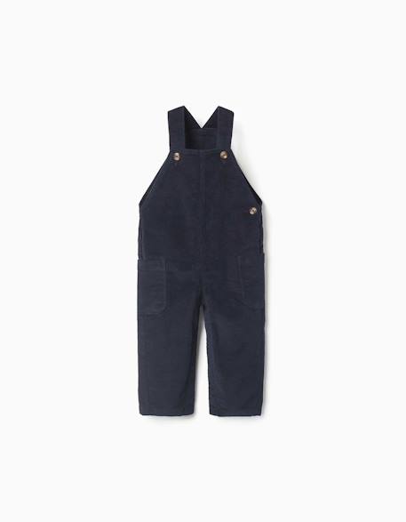 Salopette en velours côtelé avec poches cargo Beige+Bleu foncé 5 - vertbaudet enfant 