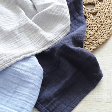 3 langes mousseline de coton Azul+Rosa 2 - vertbaudet enfant 