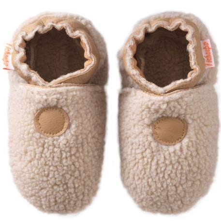 Chaussons enfant cuir souple bouclettes Beige 2 - vertbaudet enfant 