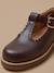 Salomés en cuir fille Bordeaux chocolat+Marine 6 - vertbaudet enfant 