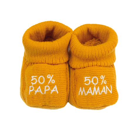 Chaussons naissance - message :  50% maman 50% papa Blanco+Gris+Mostaza+Verde 5 - vertbaudet enfant 