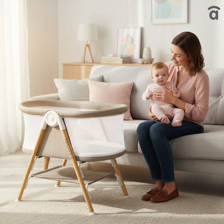 Mini berceau bébé avec moustiquaire Nidus 2 Beige 2 - vertbaudet enfant 