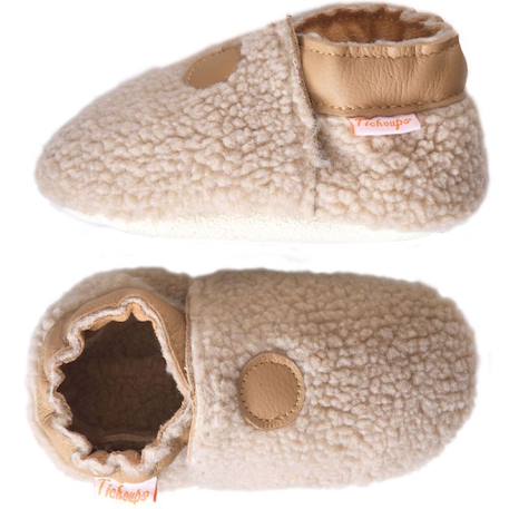 Chaussons bébé cuir souple bouclettes Beige 1 - vertbaudet enfant 
