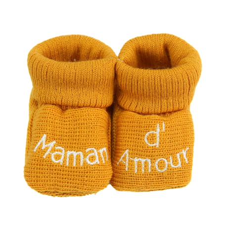 Chaussons naissance - message maman d'amour Blanco+Gris+Mostaza+Verde 8 - vertbaudet enfant 