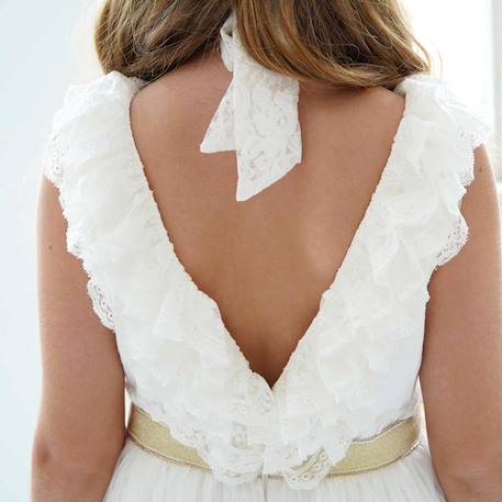 Bandeau cheveux  cérémonie  à fleurs Beige or+Blanc doré 3 - vertbaudet enfant 