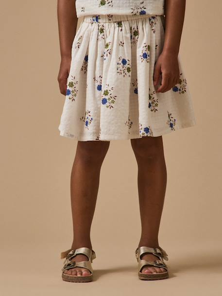 Jupe imprimée volantée fille Imprimé rosa blue 1 - vertbaudet enfant 