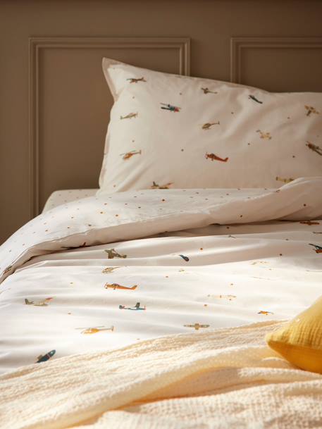 Housse de couette coton 'aviateur' Bleu+Imprime multico 5 - vertbaudet enfant 
