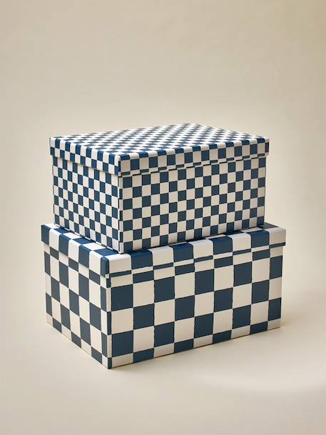 Boîte gigogne damier par lot de 2 Bleu jeans 1 - vertbaudet enfant 