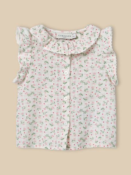 Blouse double gaze de coton bébé Blanc doux+Imprimé camelia 4 - vertbaudet enfant 