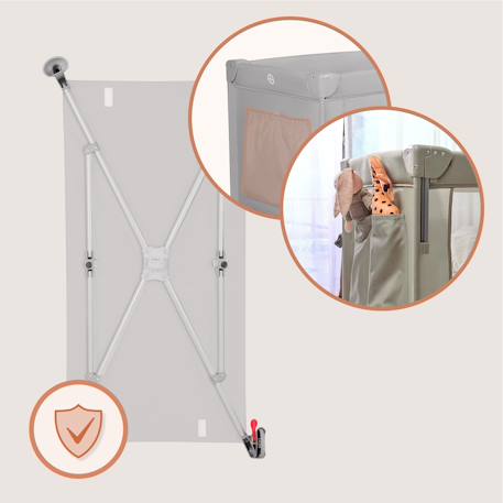 Lit cododo 3en1 ellen avec fonction lit parapluie et parc bébé, matelas haute densité et roulettes Beige sand+Black carbon+Green sage+Grey concrete 23 - vertbaudet enfant 