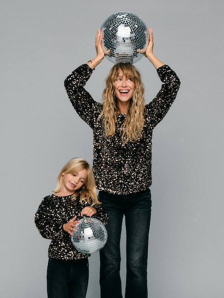 Sweat femme manches longues Capsule Famille chocolat 1 - vertbaudet enfant 