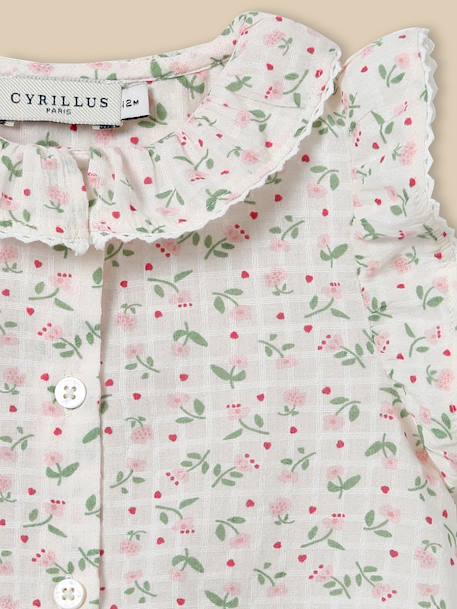 Blouse double gaze de coton bébé Blanc doux+Imprimé camelia 5 - vertbaudet enfant 