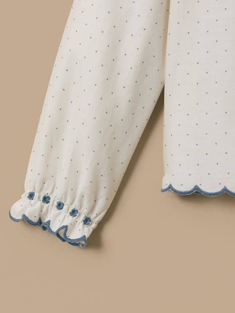 Blouse brodée fille Pois  bleu 4 - vertbaudet enfant 