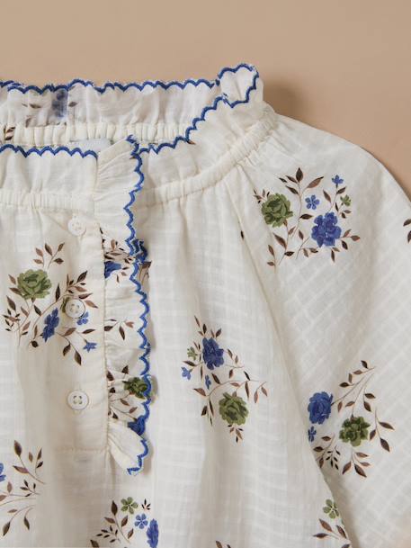 Blouse coton dobby imprimée fille Imprimé rosa blue 2 - vertbaudet enfant 