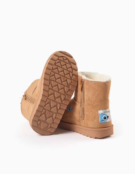 Bottines avec doublure en peluche douce synthétique et imprimés stitch Beige foncé 3 - vertbaudet enfant 