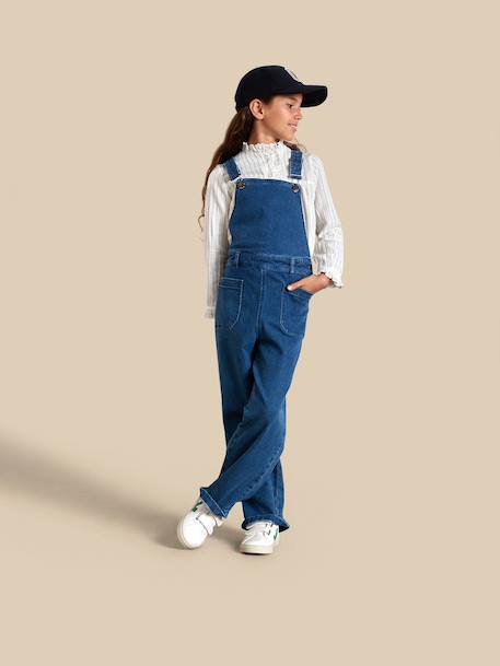 Salopette fille en denim Bleu moyen uni 1 - vertbaudet enfant 