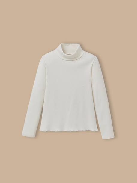 Sous-pull col montant fille - coton biologique Ecru 1 - vertbaudet enfant 