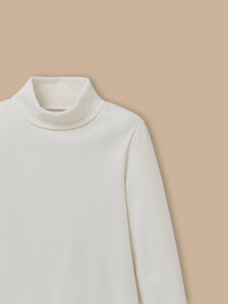 Sous-pull col montant fille - coton biologique Ecru 2 - vertbaudet enfant 