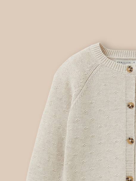 Cardigan fille point fantaisie Ecru chine+Vert pin 2 - vertbaudet enfant 