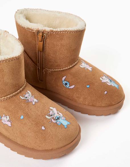 Bottines avec doublure en peluche douce synthétique et imprimés stitch Beige foncé 4 - vertbaudet enfant 