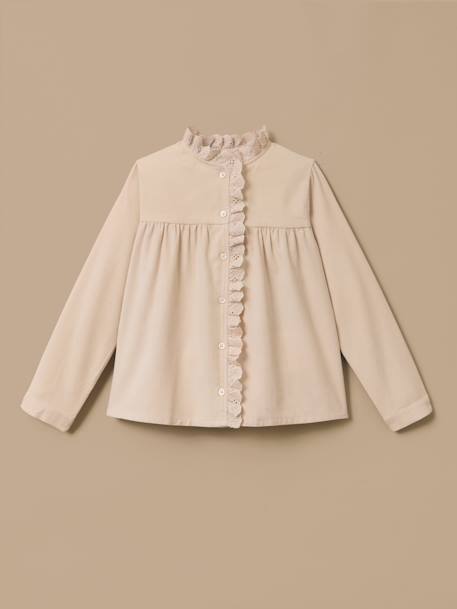 Chemise velours et dentelle fille Cerise+Ecru 6 - vertbaudet enfant 