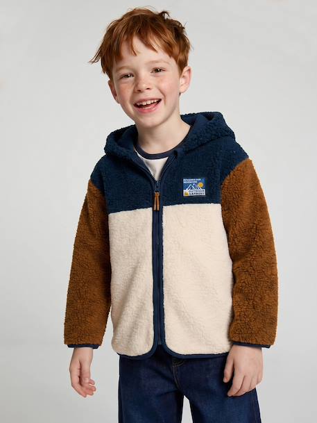 Gilet zippé à capuche garçon bleu moyen+vert sapin 1 - vertbaudet enfant 