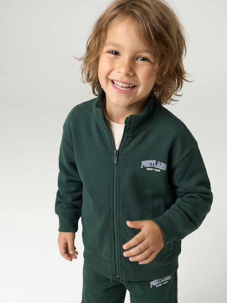 Sweat zippé garçon col camionneur marine+rouge+vert sapin 7 - vertbaudet enfant 