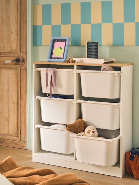 Meuble rangement vertical 6 bacs blanc 1 - vertbaudet enfant 
