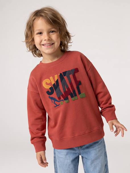 Sweat col rond garçon marine+tomette 8 - vertbaudet enfant 