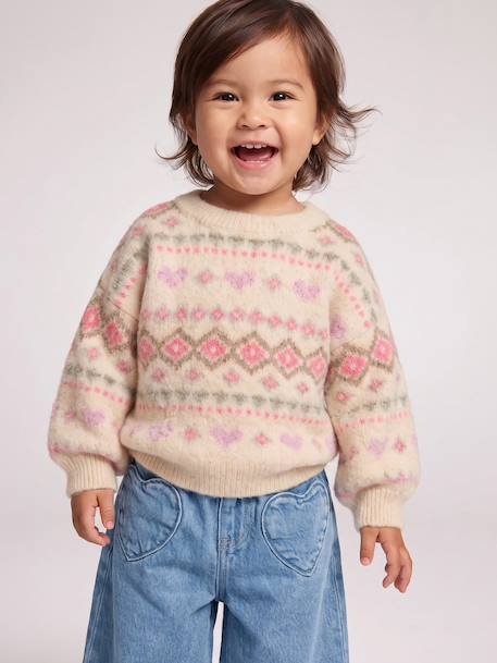 Pull bébé fille manches longues rose 1 - vertbaudet enfant 