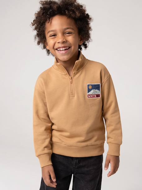 Sweat col camionneur garçon bleu canard+jaune 6 - vertbaudet enfant 
